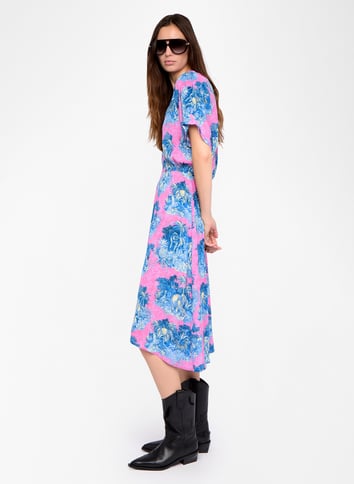 Robe midi manches courtes imprimée ZADIG&VOLTAIRE Rose
